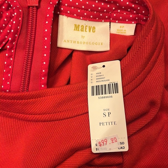 Anthropologie Maeve Deena Mini Dress Red NWT - Picture 6 of 11